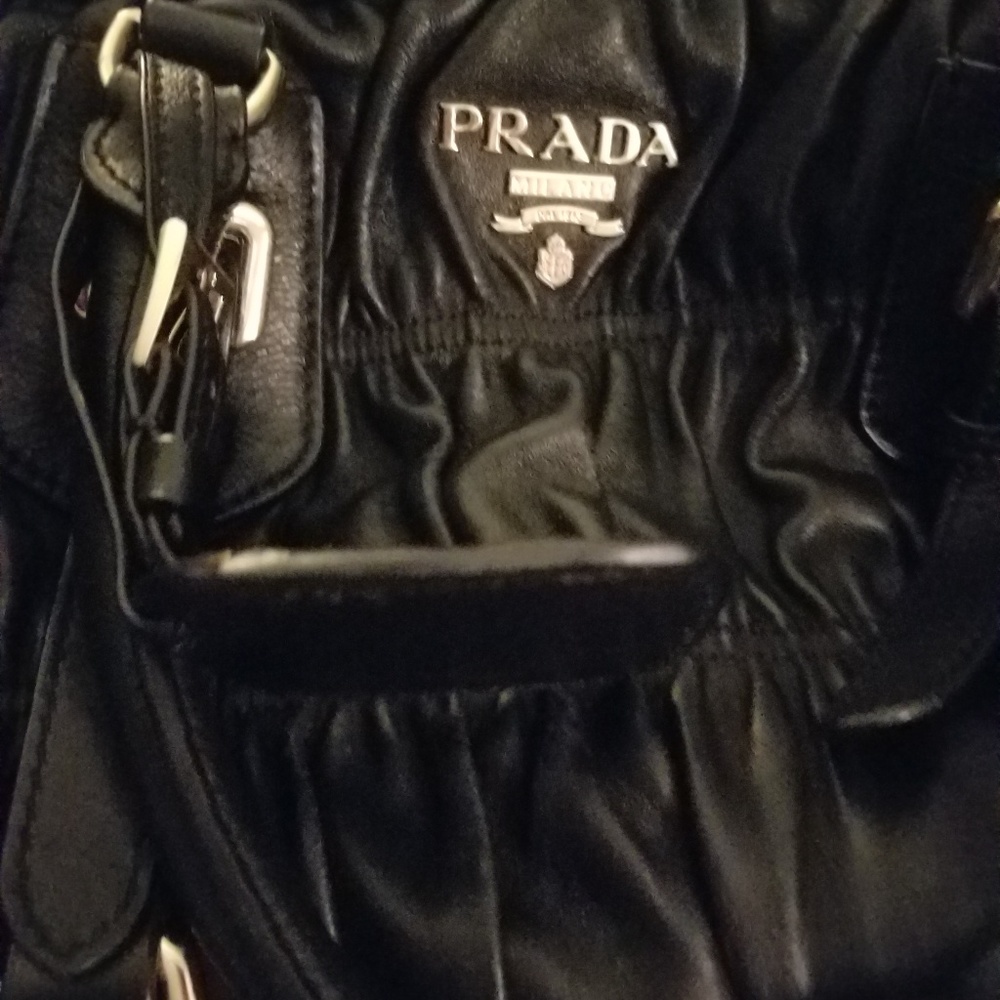 Prada Black Nappa Gaufre Ruched - Picture 4 of 6